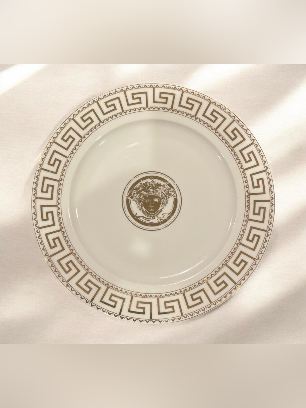 Versace Cream and Gold Medusa Rim Dinner Plate